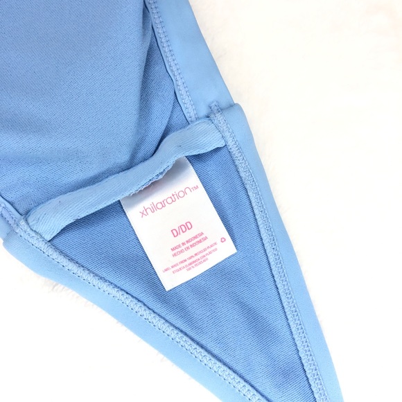 Xhilaration Crochet Lace High Neck Bikini Top Periwinkle Blue women’s D/DD - Picture 8 of 10